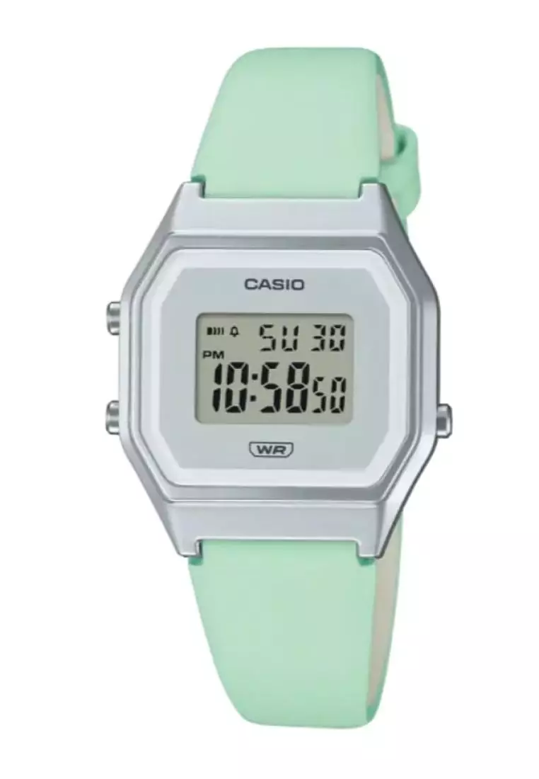 Jual Casio Casio Digital Jam Tangan Wanita Strap Kulit Hijau LA680WEL3D Original Original 2023