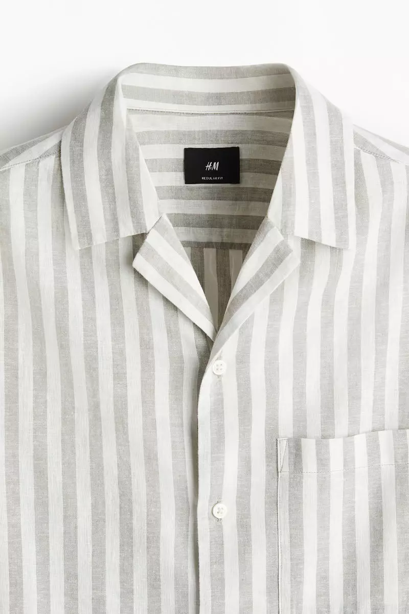 Regular Fit Short-sleeved linen-blend shirt