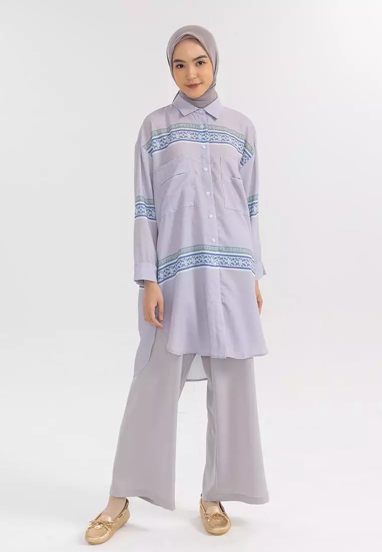 Ria Miranda Dusty Lavender Qistiana Shirt