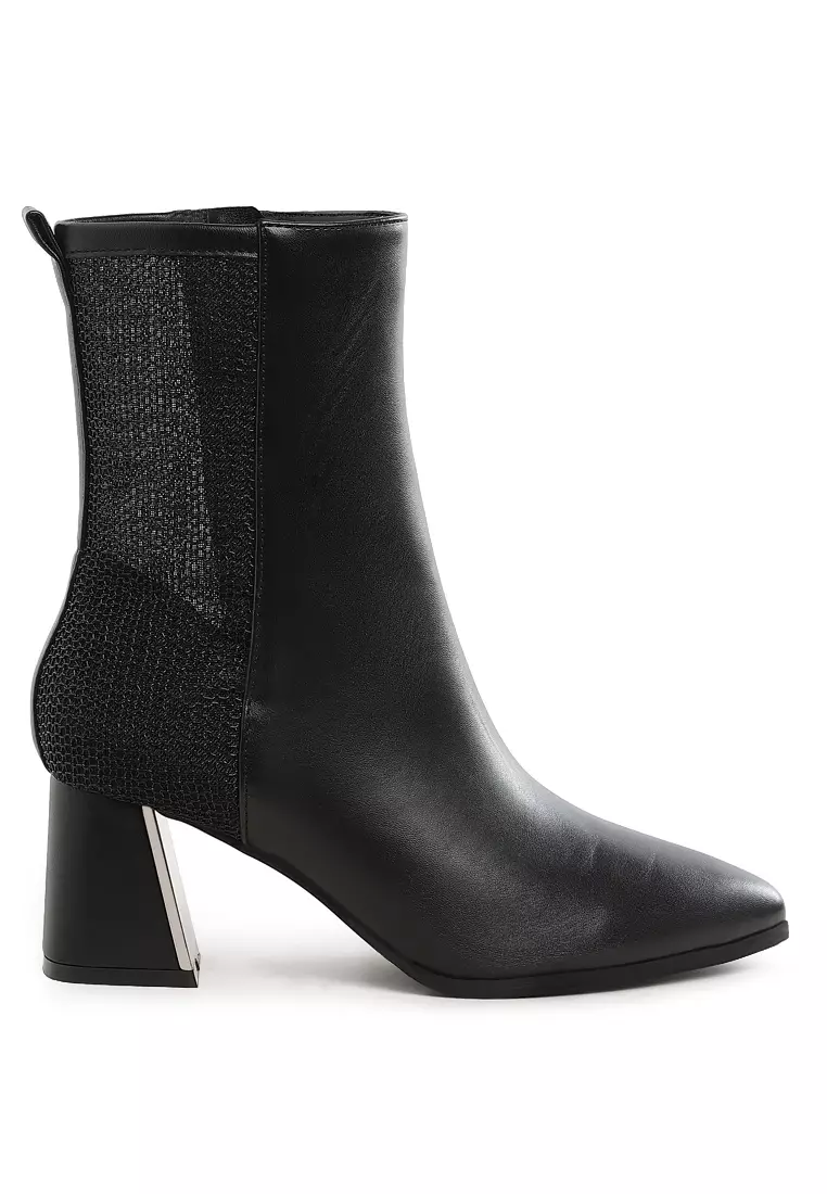 Discount on London Rag  shoes - SKU: Mesh Detail Pointy Ankle Boots in Black