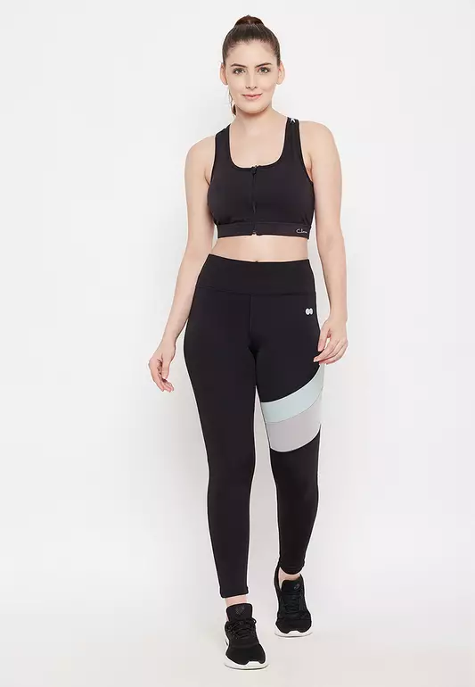 Clovia Snug Fit High-Rise Active Tights in Black