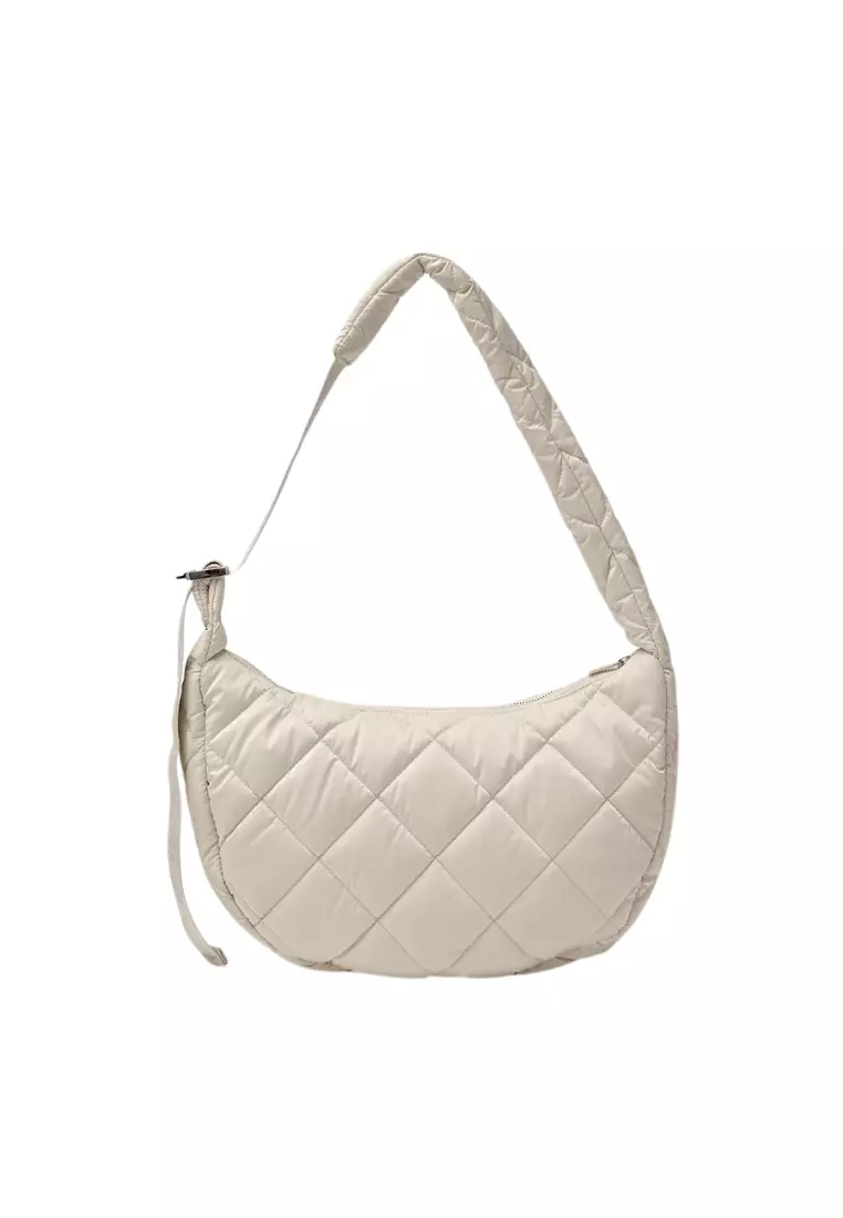 Jual MLB Korea Basic Quilted Luxe Hobo Bag - Boston Cream