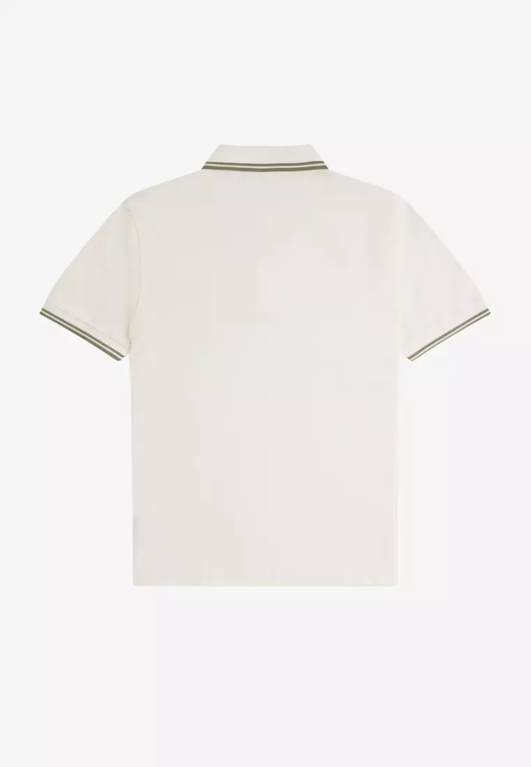 Fred Perry M3600 Twin Tipped Fred Perry Shirt (Light Ecru / Olive Mint / Olive Mint)