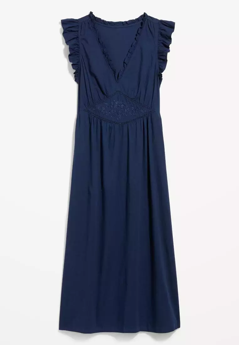 Buy Old Navy Ruffle-Trim V-Neck Midi Dress 2026 Online | ZALORA Philippines