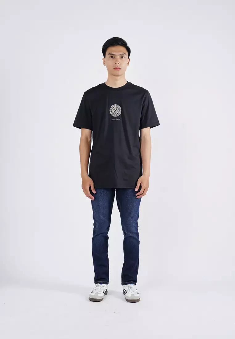 3Second Men's T-Shirt Short Sleeve Regular Fit Logo Script Asher C071024