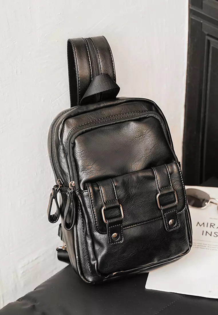 Functional Faux Leather Backpack ET6982