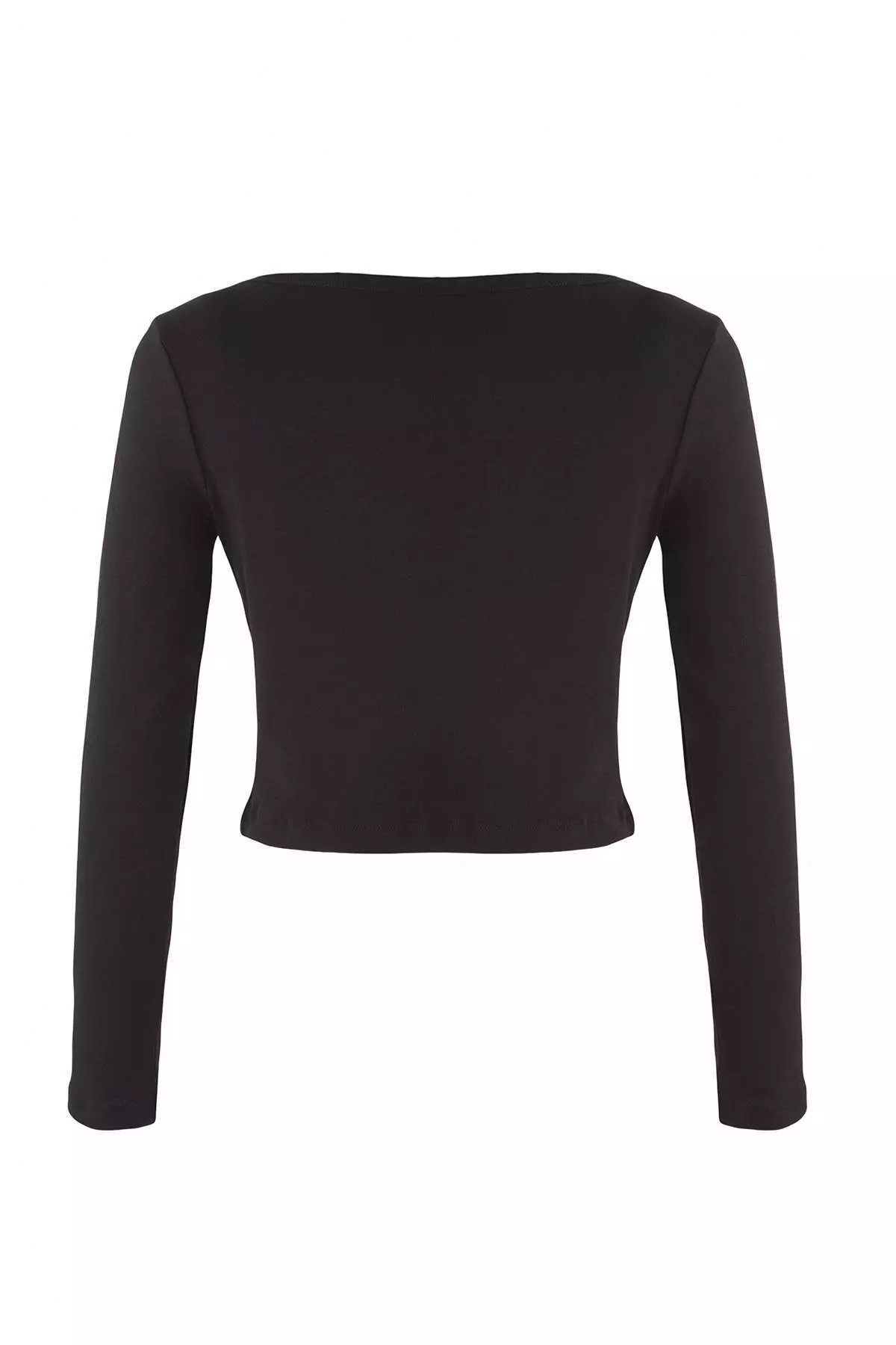 Black Double-Look Asymmetrical Collar Buttoned Body-Smoothing Flexible Knitted Blouse
