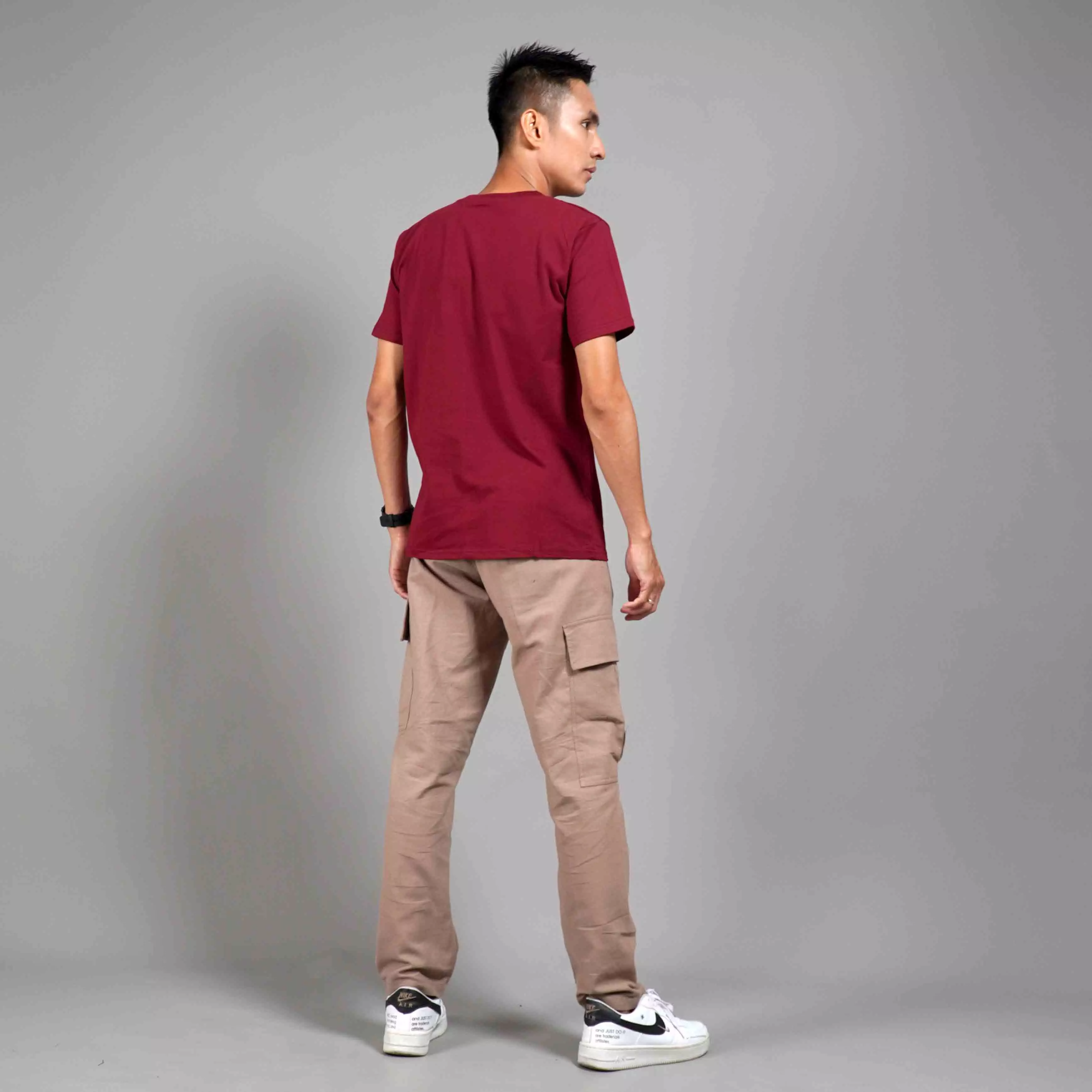  Kaos Polos Pria Lengan Pendek Basic Casual TShirt Cotton - Marun