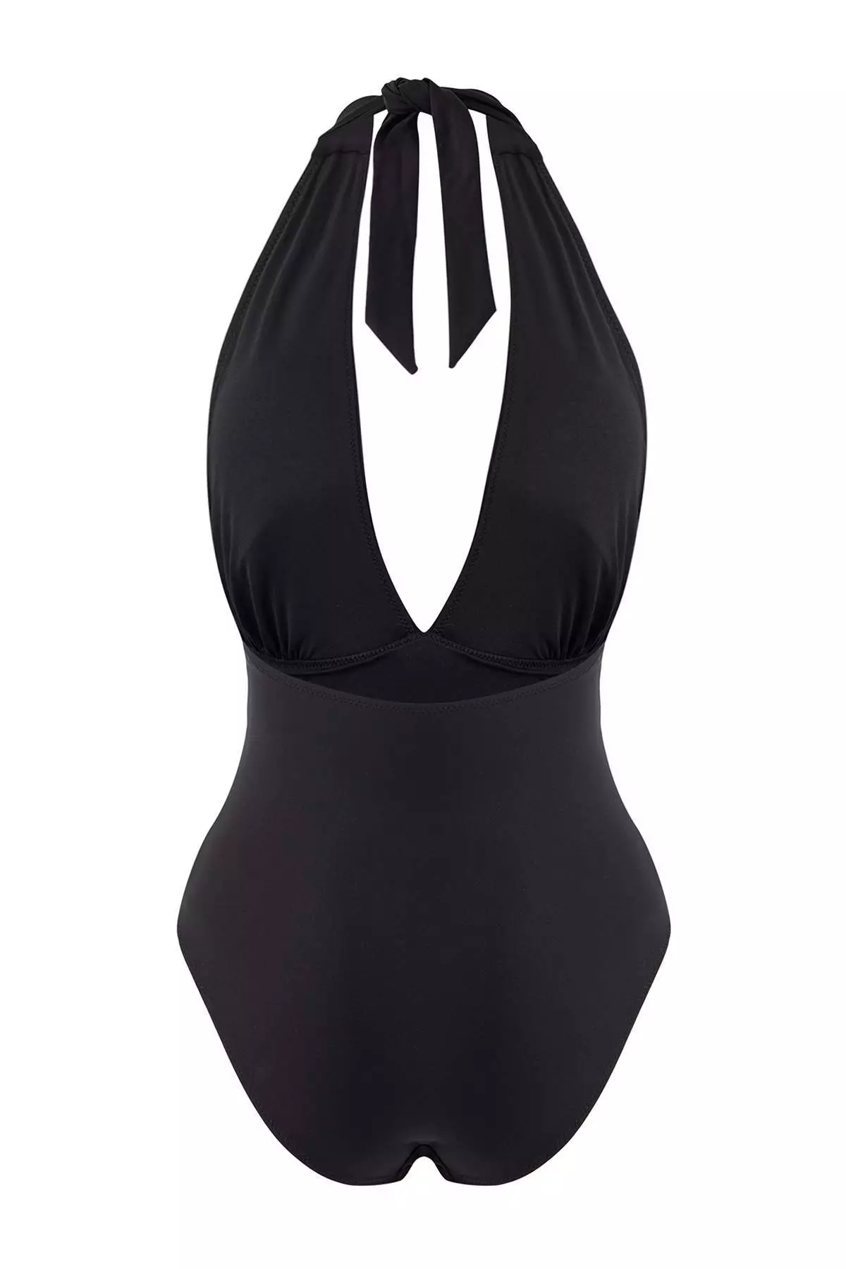 Black Leather N V-Neck Brazilian Swimsuit With Cast Accessories Tbess26Ma1