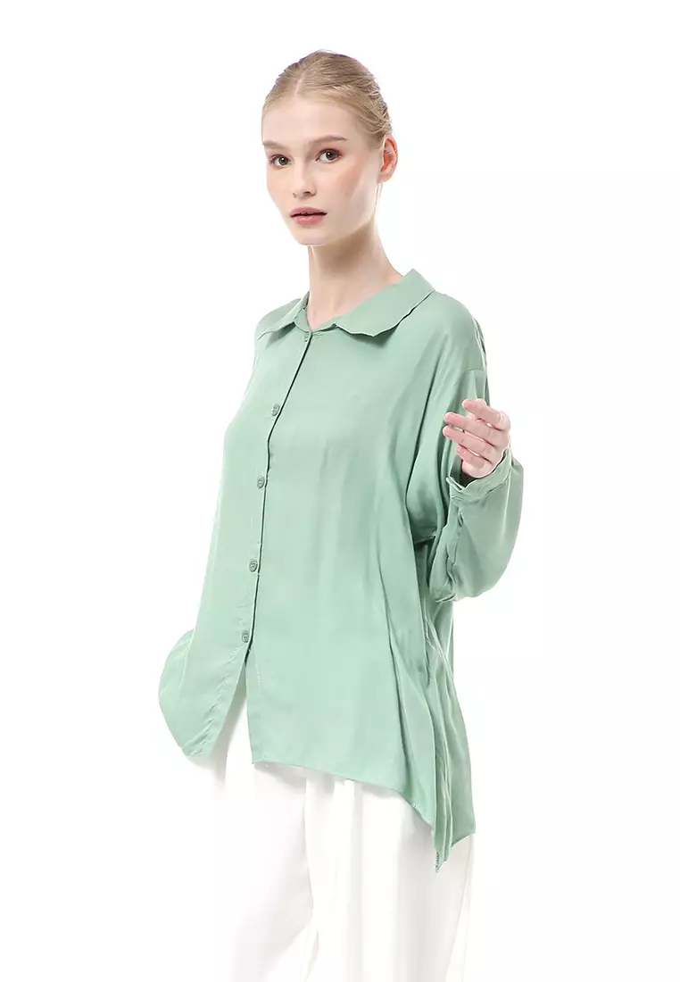 Ayudia Shirt Long Sleeve Atasan Wanita Premium Quality - Matcha