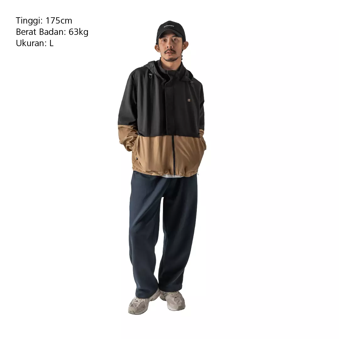 Tiverton Windbreaker Basic Jacket Hangout Pria Wanita Harian Jaket Ringan Multifungsi - Hitam