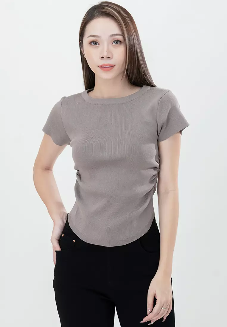 Plain B. Plain B. Knitted Round Neckline Slim Fit Top Grey 2024 | Buy ...