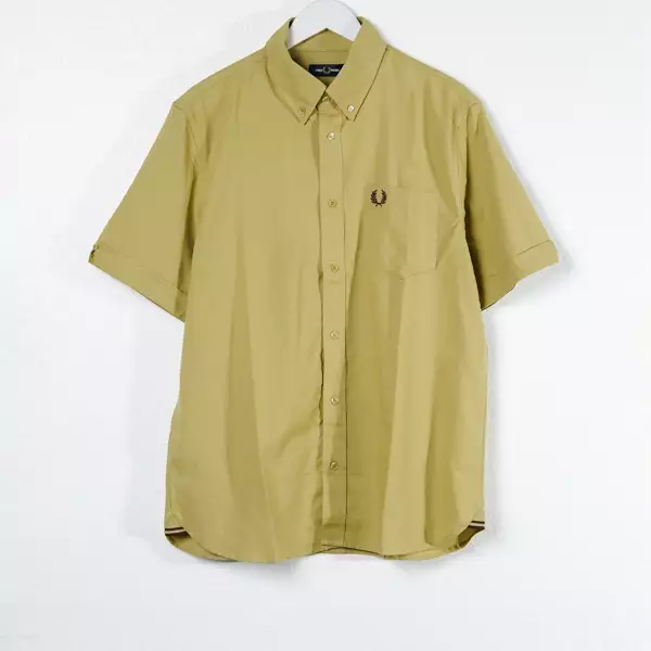 Kemeja FRED PERRY LOGO BLACK OLIVE SHIRT 100% ORIGINAL