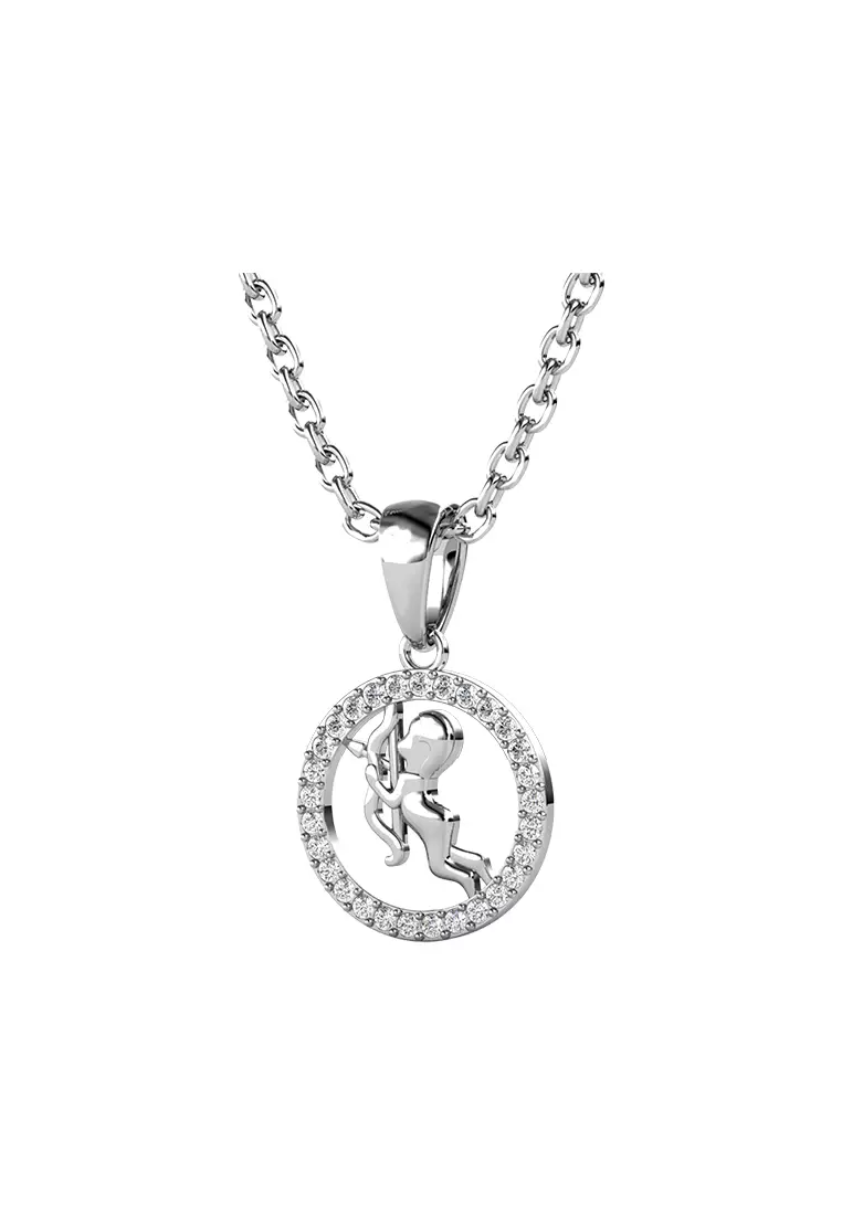 Her Jewellery Circlet Sagittarius Pendant (White Gold) - Luxury Crystal Embellishments plated with 18K Gold