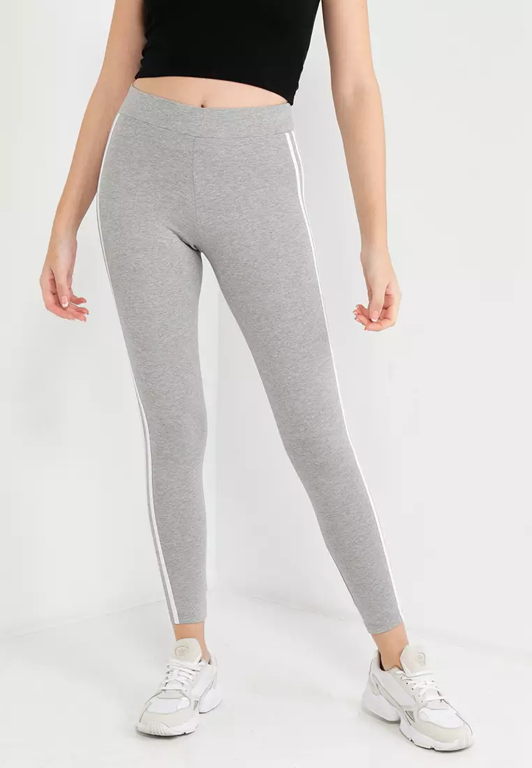 Adidas grey 3 stripe leggings best sale