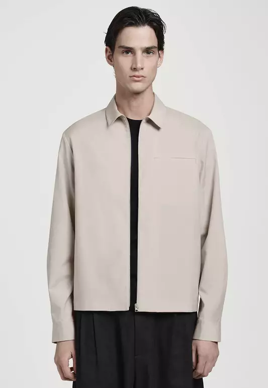 Regular Zipped Twill Shirt