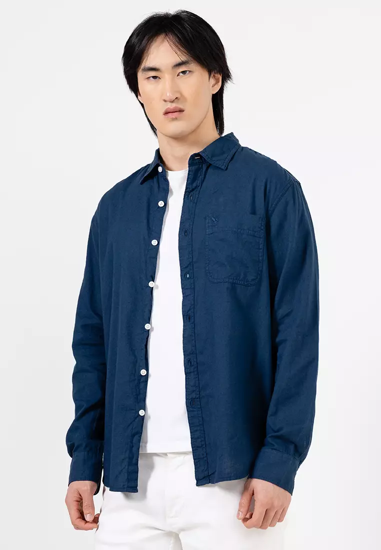 Cotton Linen Garment Dyed Shirt