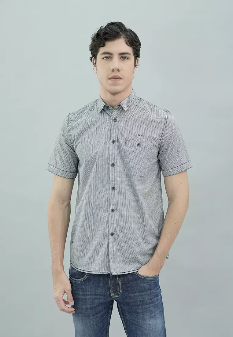 LGS Kemeja Casual Pria Bercorak Warna Abu-Abu JSH.390.S1187F.932.C