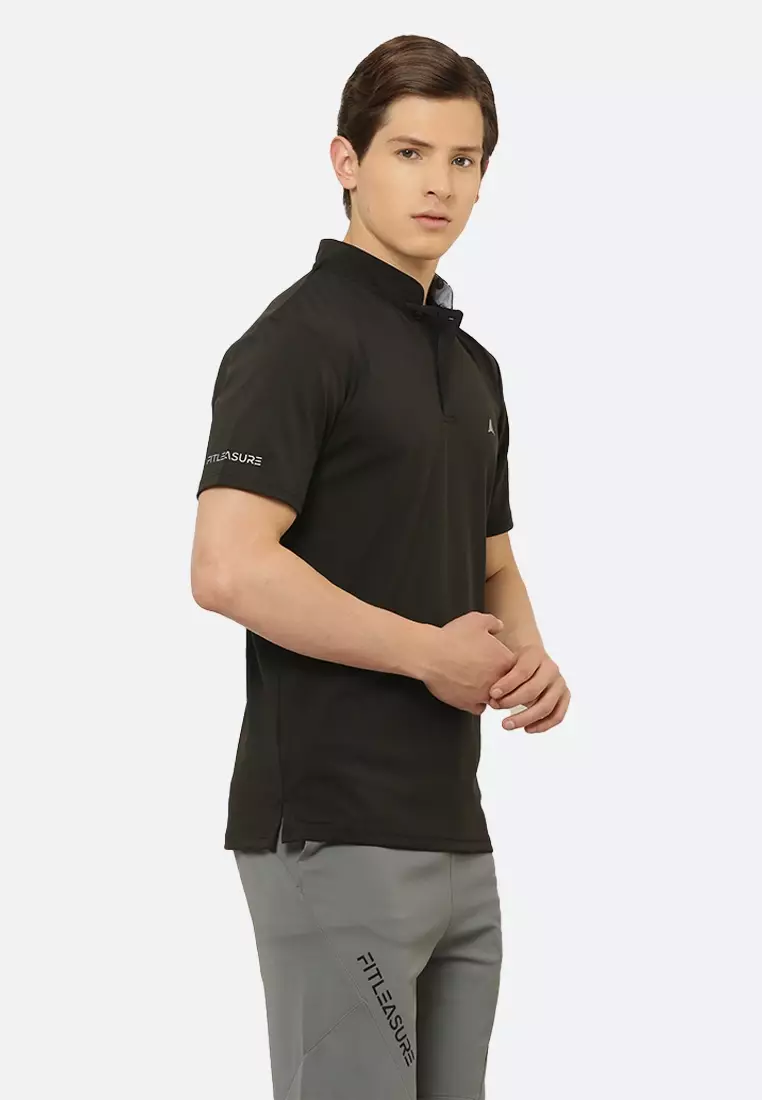 Black Luxe Men's Athleisure Chinese Collar Designer Tee