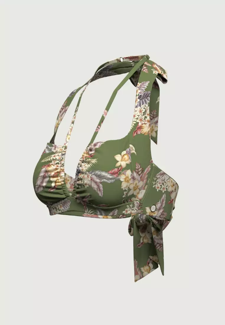 Desert Tropics Olive Halter Bikini Top