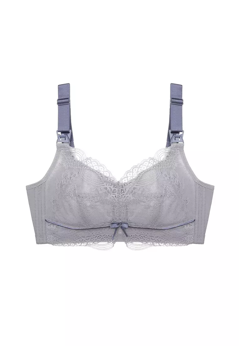 Buy ZITIQUE Women's French Style Deep V Front Buckle Lace Breast Feeding Bra  - Blue 2023 Online