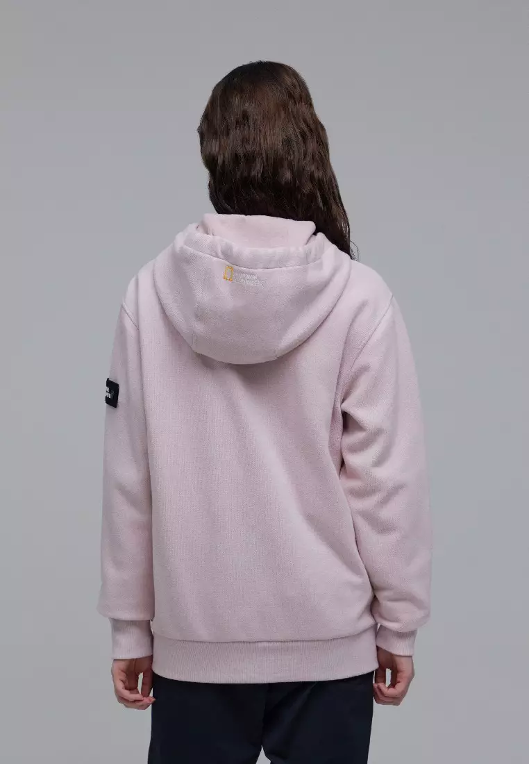 ★【NATIONAL GEOGRAPHIC】★Lucos Big Logo 起毛 Hoodi.e★ Unisex LEUCOS Big LOGO Hoodie - M/IVORY