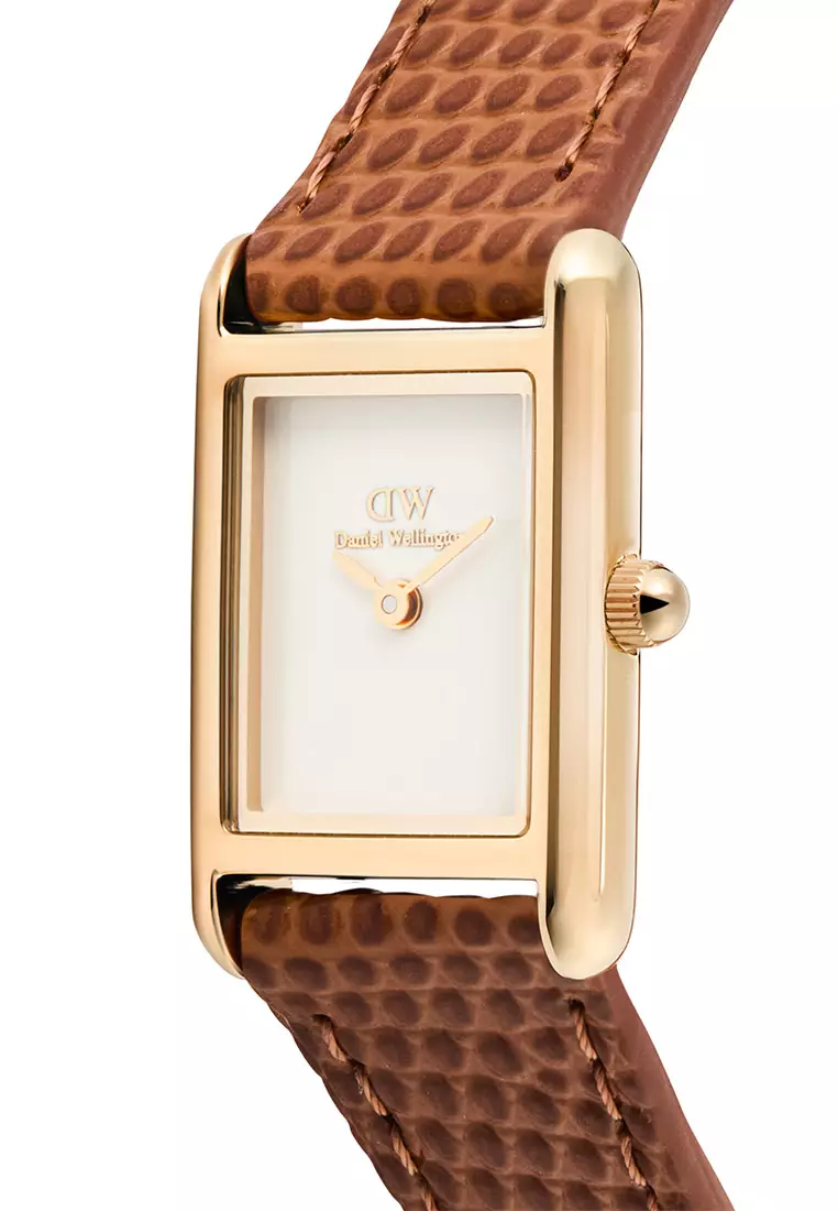 Bound Mini Light Brown Lizard White Rose Gold - Women Watch Stainless Steel Leather Strap watch DW Official Authentic Original