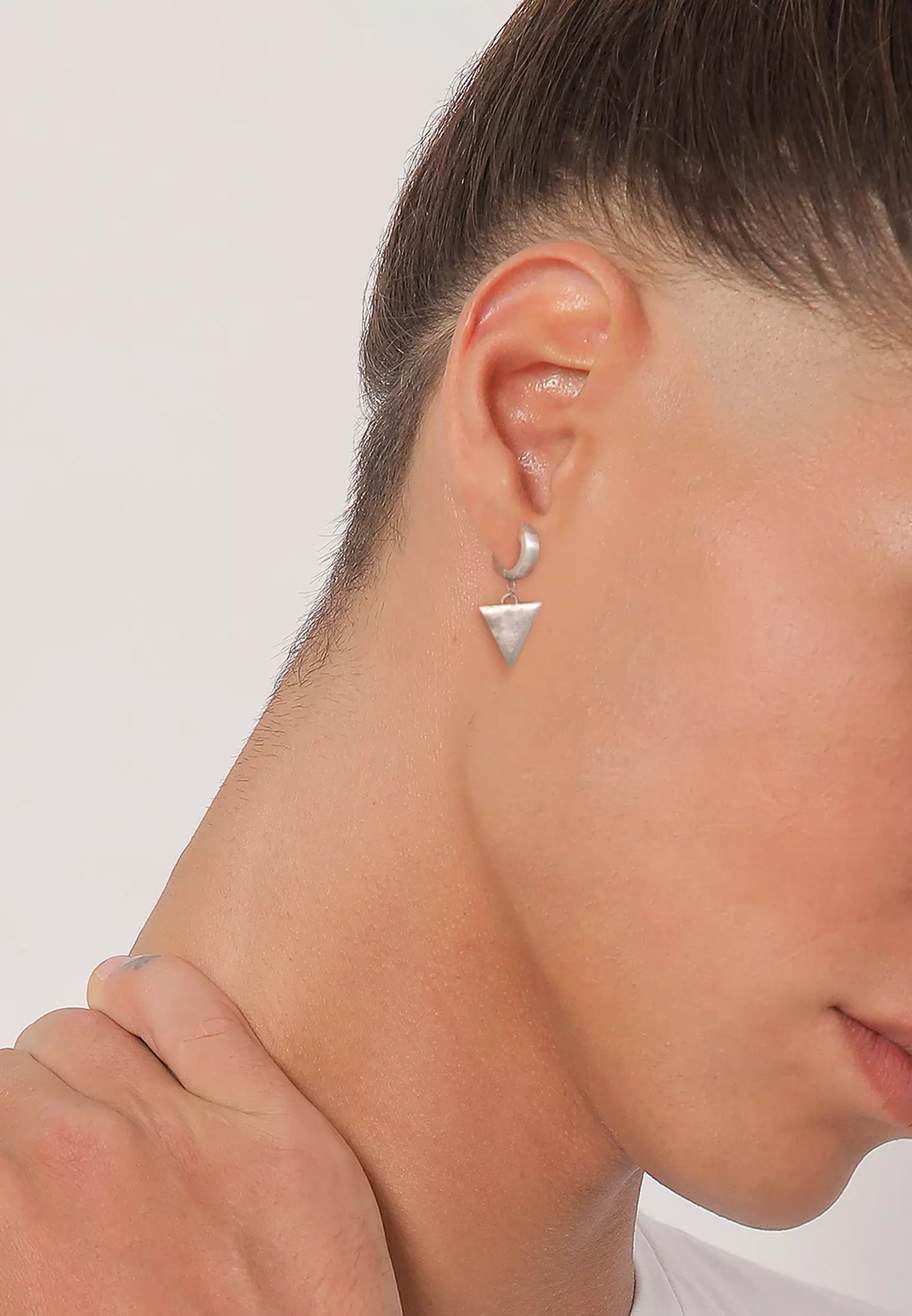 Earrings Men Creoles Triangle Matt Single Piece