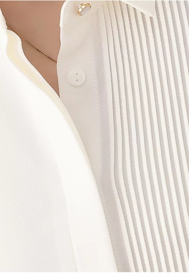 Pleated Design Shirt Blouses