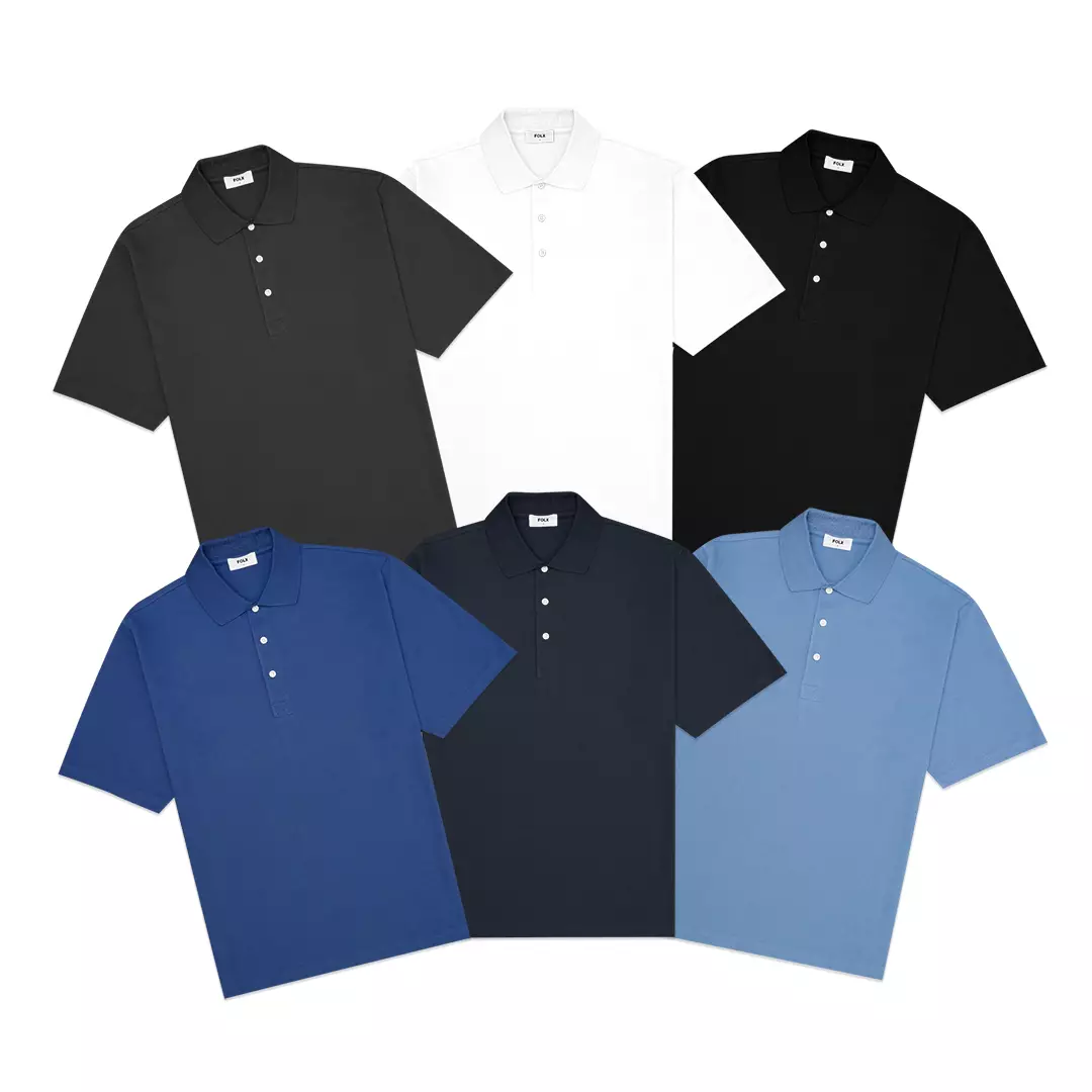 Basic Pique Polo Shirt Blue