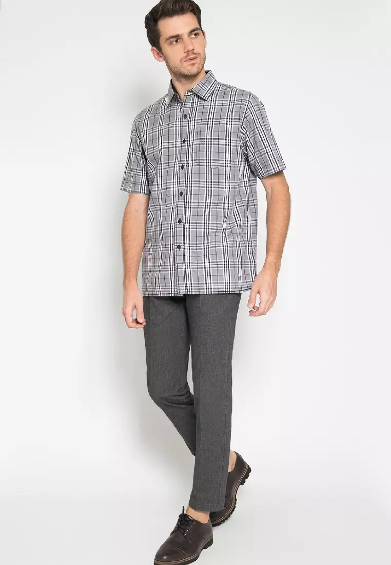 LGS-Reguler fit - Casual - Kemeja - Kotak Kotak - Abu