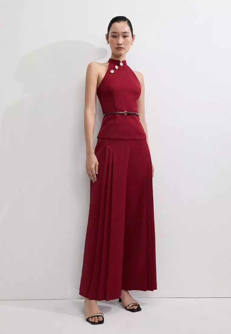 Asymmetrical Halter Top - Red