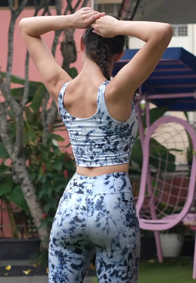 Fitwear - SportBra Croptop Olahraga Wanita EVELYNE [2IN1 PLAIN] - TIEDYE NAVY