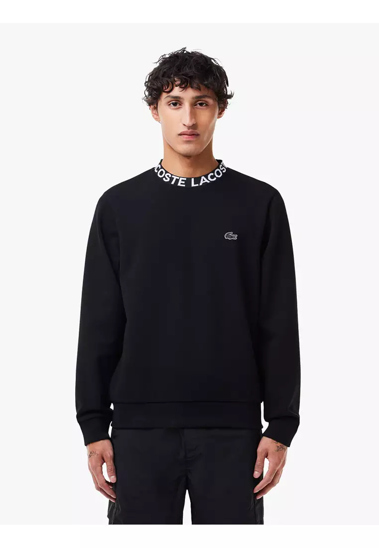Logo Jacquard Collar Double Face Sweatshirt - Black