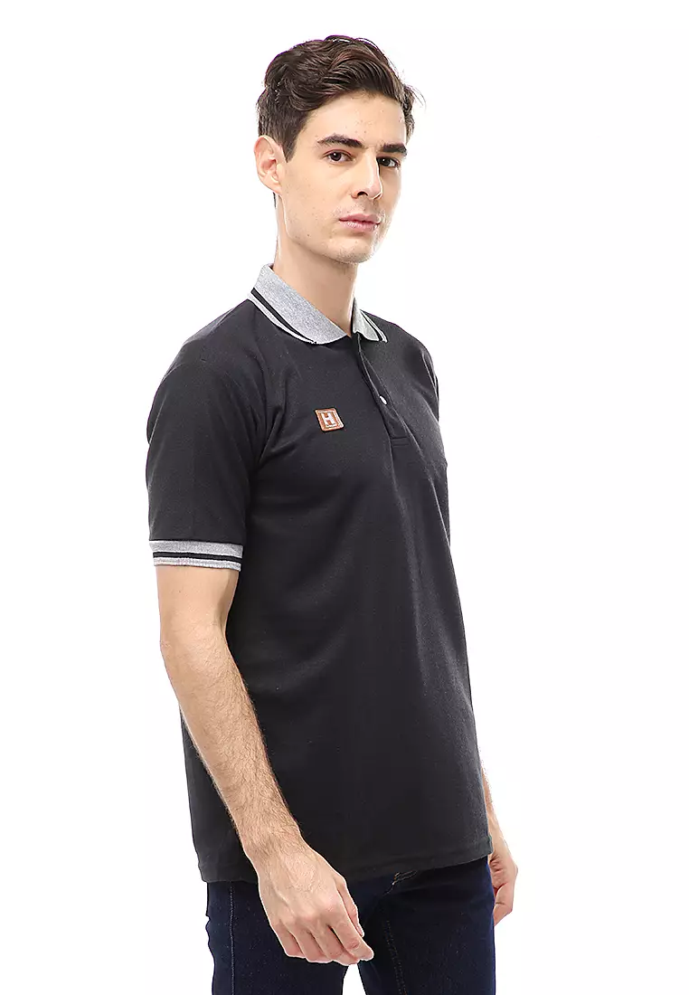 Jack T-Shirt Atasan Kasual Kaos Polos Pria Kerah Lengan Pendek Material Cotton ORIGINAL - Black