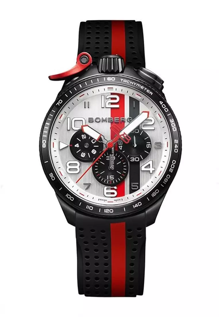 Buy Bomberg BOMBERG BOLT 68 RACING BLACK RED STRIP QUARTZ 45mm MEN