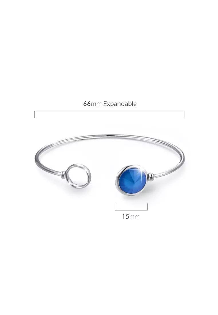 Pristine Bangle White Gold Embellished with SWAROVSKI® crystals-White Gold/Azare Blue