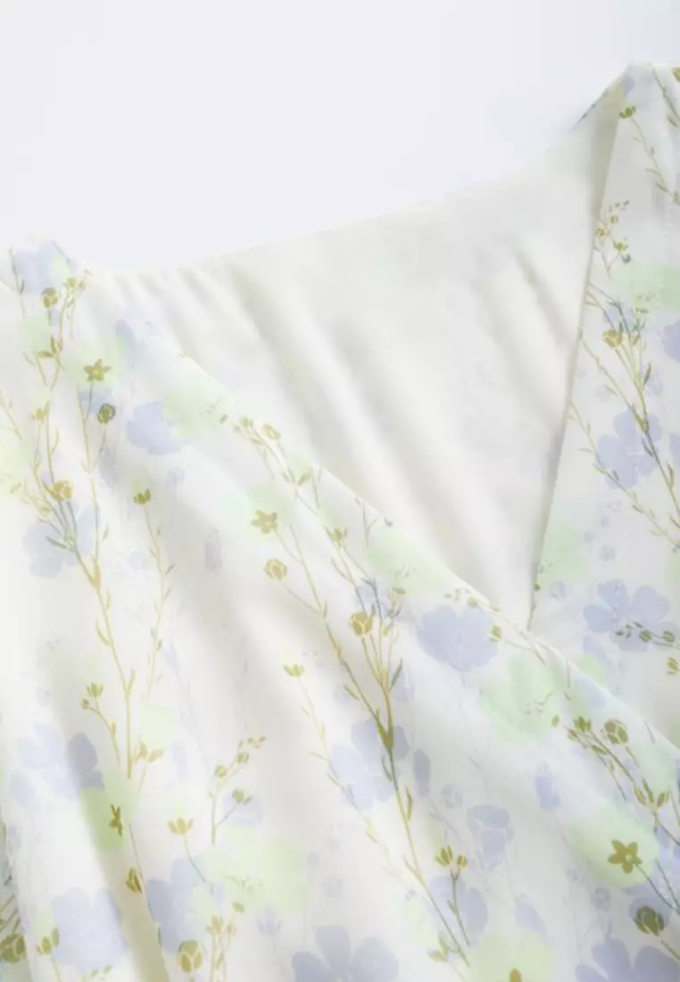 V Neck Floral Printed Dress
