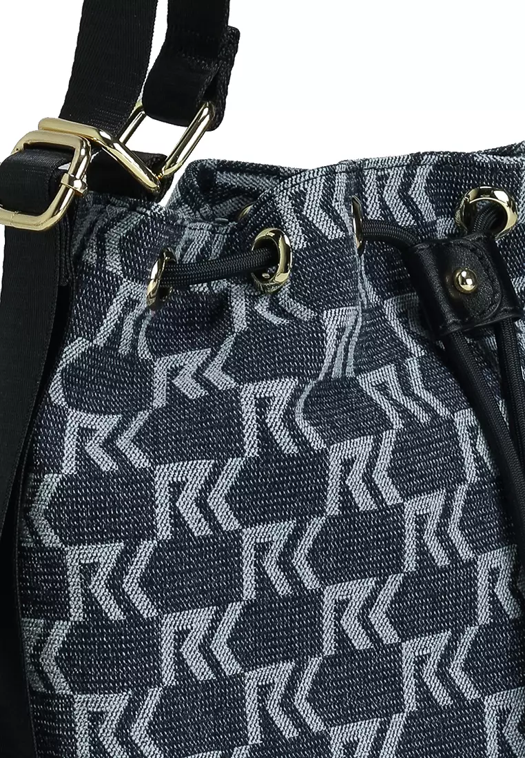 Denim Fabric Convertible Bucket Bag