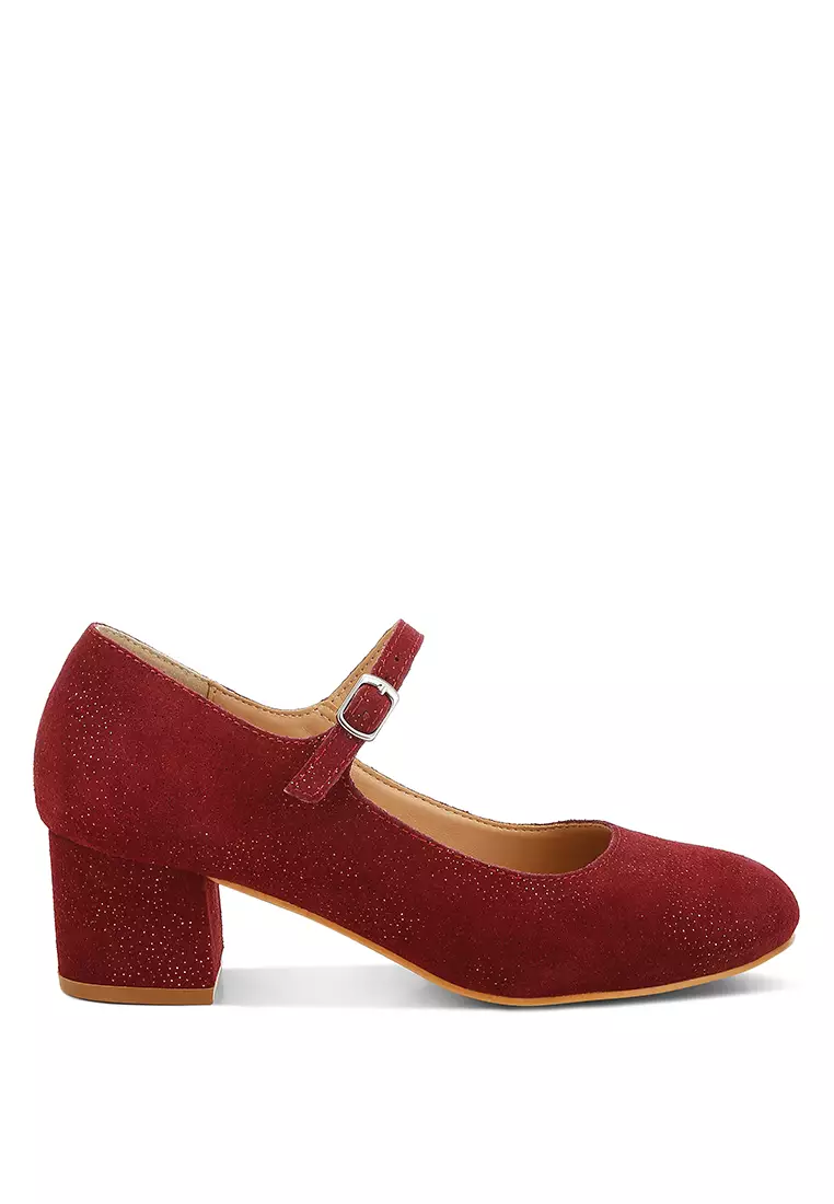 Discount on Rag & CO.  shoes - SKU: Shimmer Suede Mary Jane Sandals Red