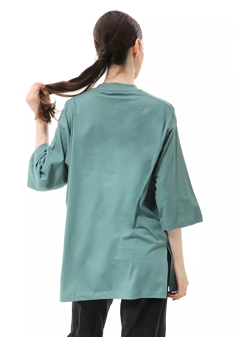 Wina Kaos Atasan Wanita Polos Basic Oversize - Cactus