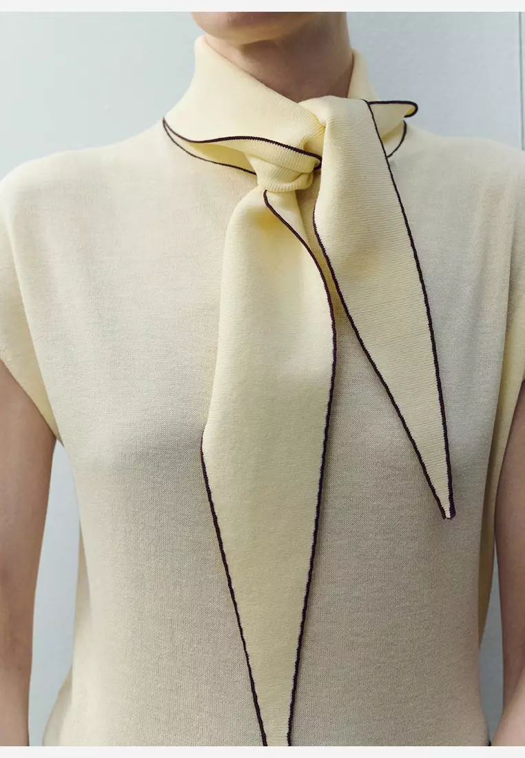 Knit Top With Scarf Detail