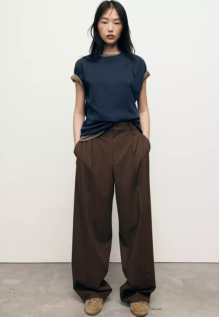 Low-Rise Wide-Leg Trousers