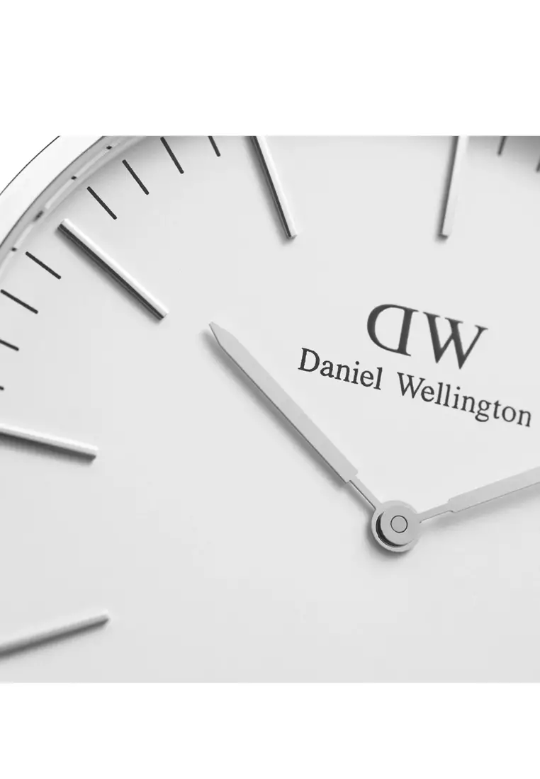 DW Daniel Wellington 手錶 Classic Cambridge 40mm 藍白紅織紋錶-白錶盤-銀框 (DW00100017)