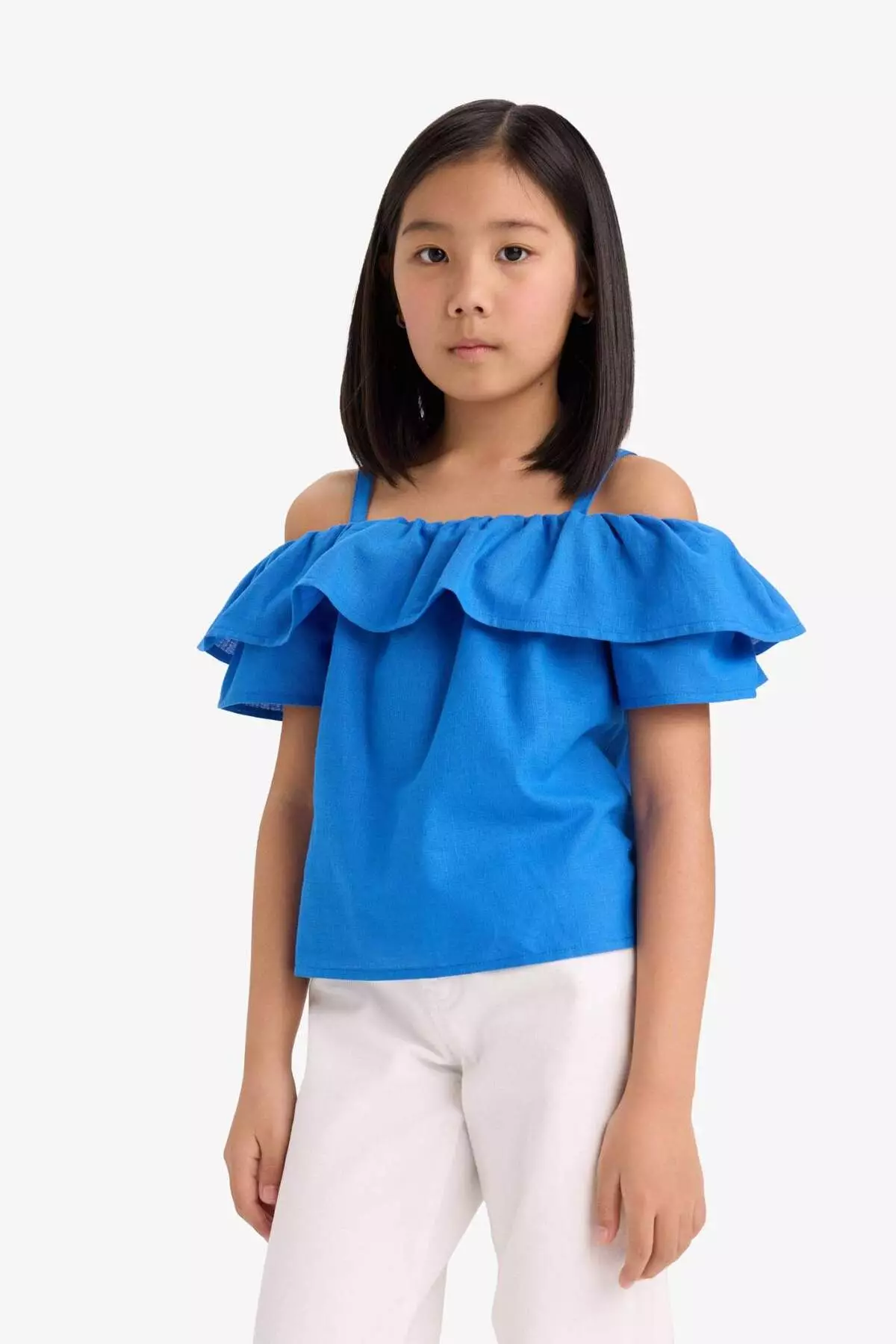 Girls' Flounce Off-Shoulder Short-Sleeved Blouse E6545A825Sm