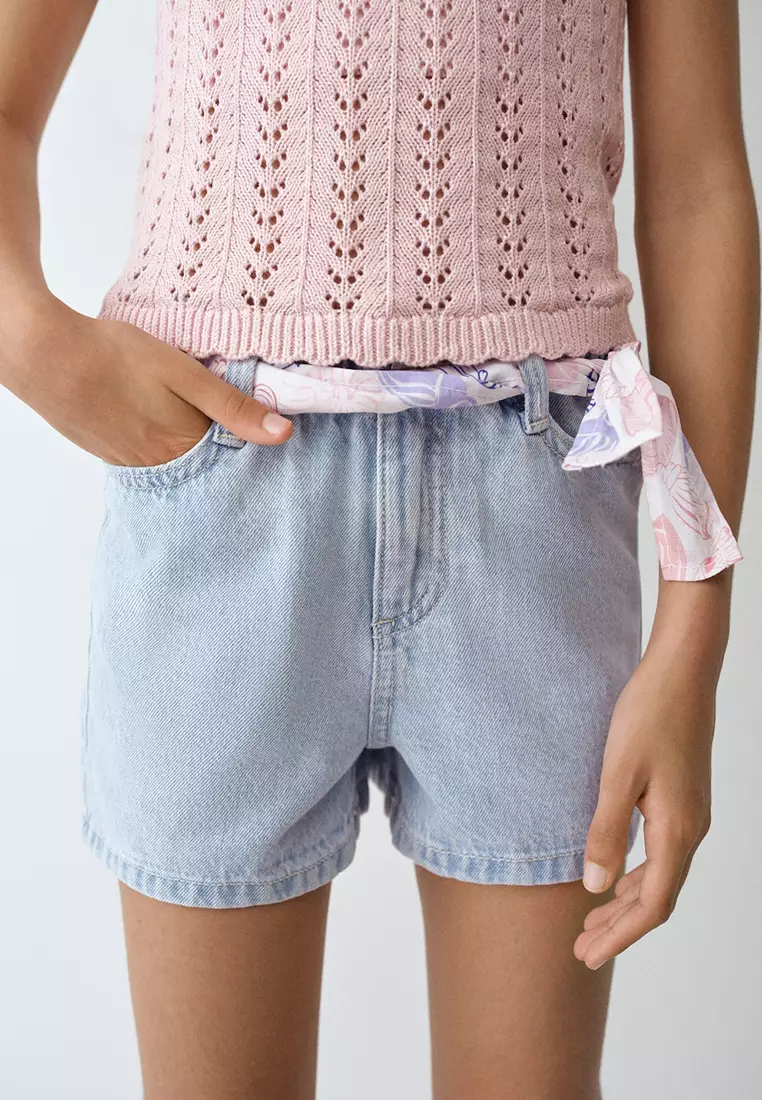 Scarf Detail Multi-Position Shorts