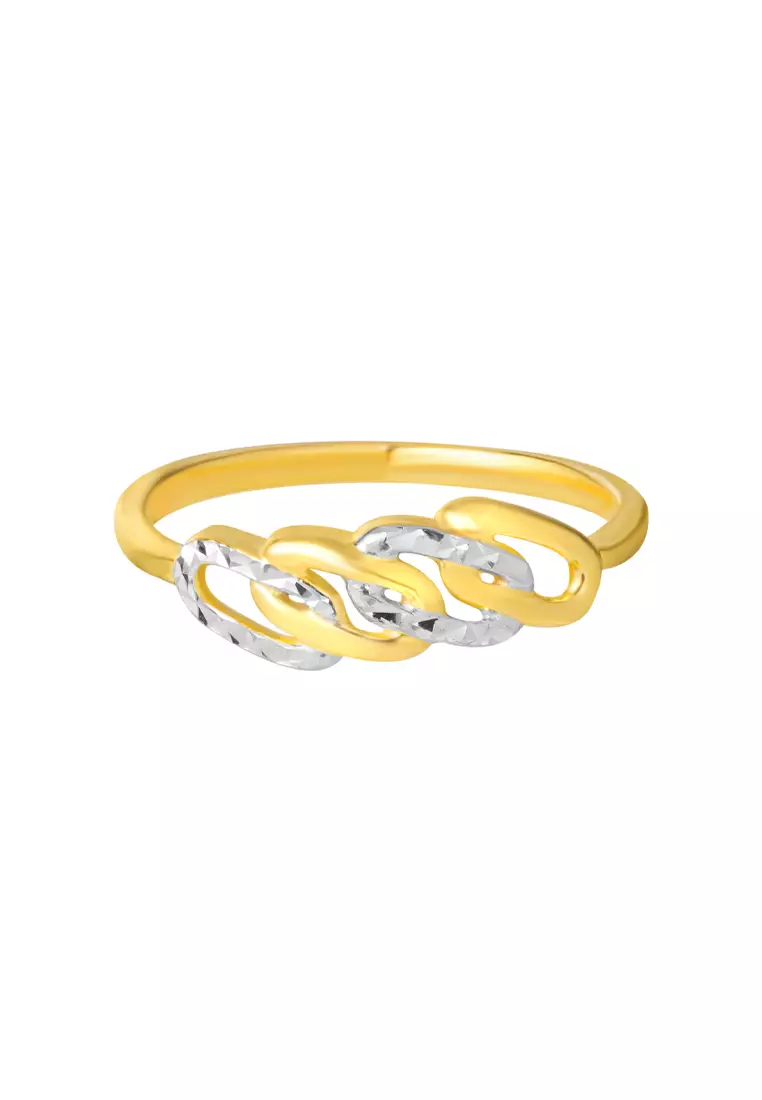 TOMEI Dual-Tone Linked Ring, Yellow Gold 916