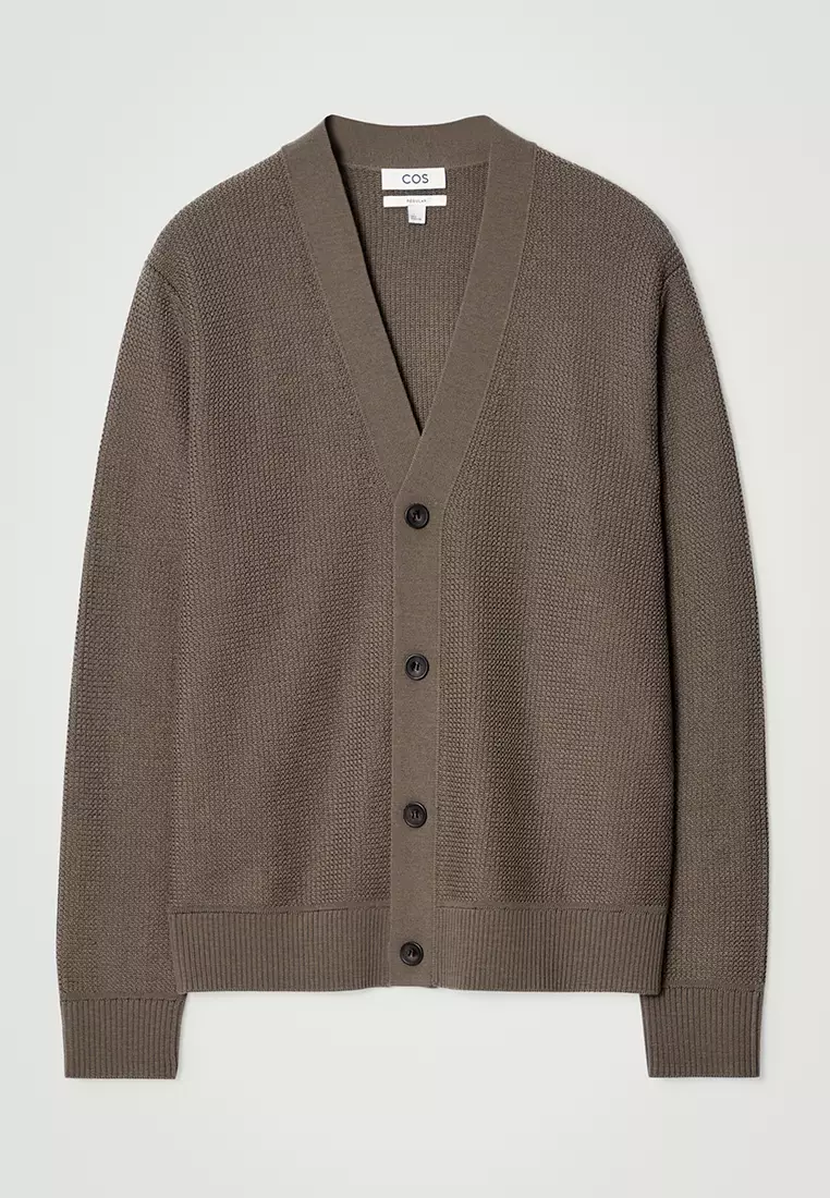 Textured Merino Wool Cardigan