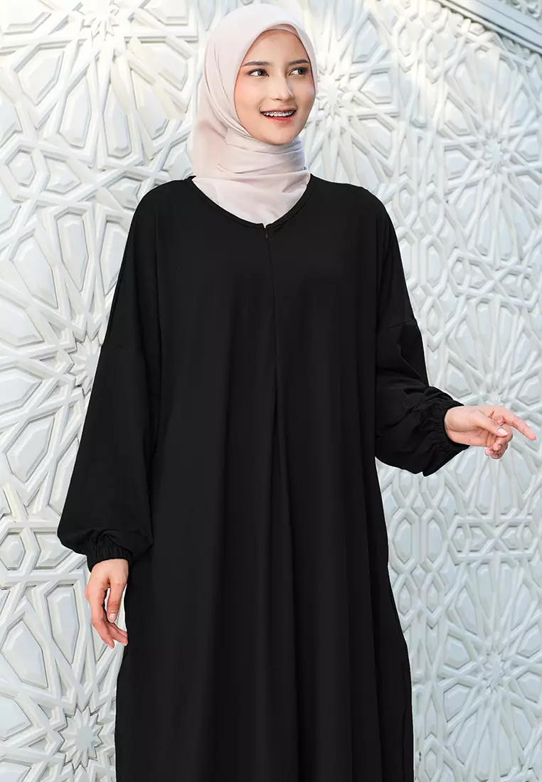 JV Hasanah Abaya Rayon Black | Gamis Abaya Rayon Jumbo Busui
