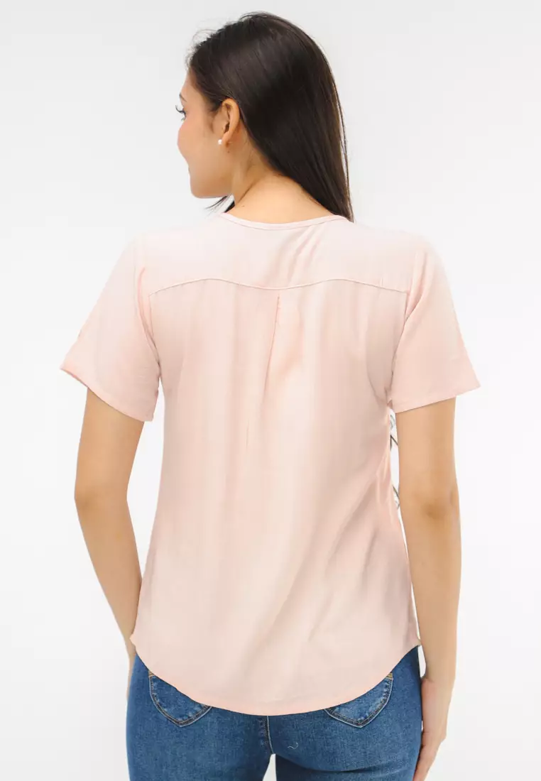 Soft Linen Woven Short Sleeves Blouse